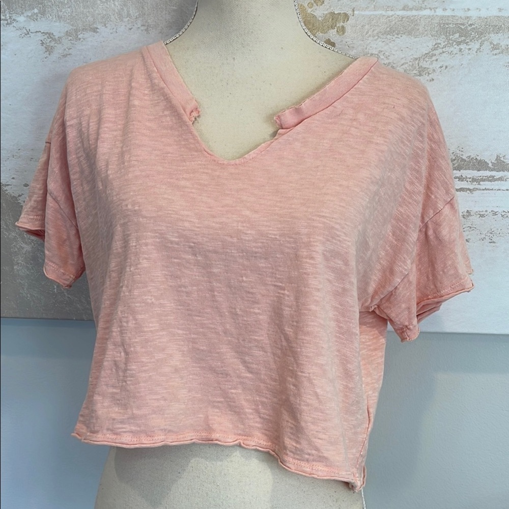 Vintage Canavs Cropped Peach V-Neck Women's Top size small